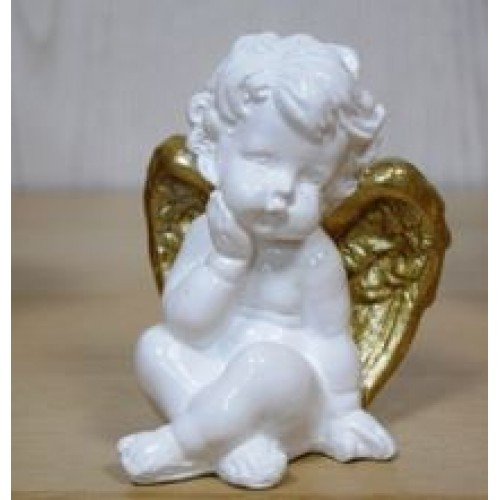Статуэтка ангел малый задумчивый белый/золото,12см.,арт.дс-426 - фото 1 - id-p203776198
