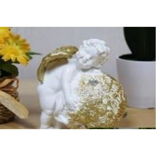 Статуэтка ангел мини с шаром из роз бел/золото,11см,арт.дс-624 - фото 1 - id-p203776212