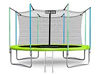 Батут Atlas Sport 374 см (12ft) 4 с внутренней сеткой и лестницей GREEN