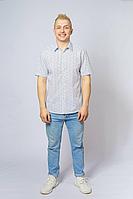 Мужская летняя хлопковая белая деловая рубашка Nadex 01-048021/501_170 бело-синий 48р.