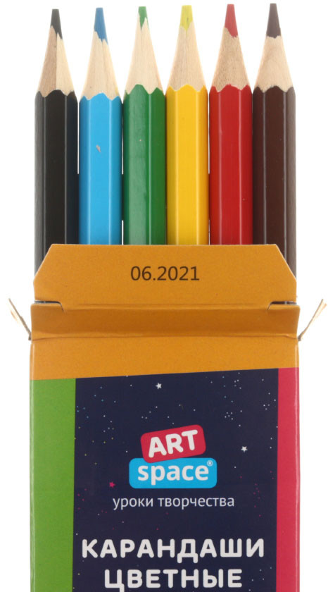 Карандаши цветные ArtSpace «Космонавты» 6 цветов, длина 175 мм - фото 1 - id-p203780479