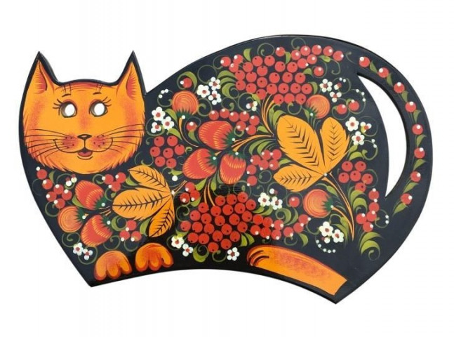Доска разделочная деревянная сувенирная 190*300 мм, «Кошка», с росписью - фото 1 - id-p203781726