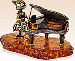 Фигурка сувенирная «Кот» BronzaMania «Кот за роялем» (с янтарем)