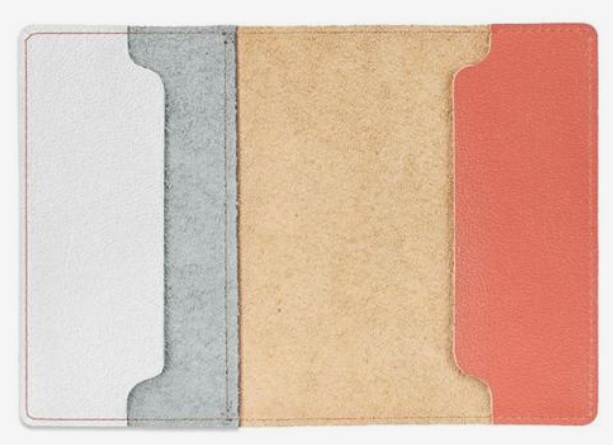 Обложка на паспорт из натуральной кожи комбинированная 13,5*9,5*0,4 см, «Зеленоглазый кот», рыжая с белой - фото 1 - id-p203781105