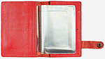 Обложка на автодокументы на кнопке комбинированная 10,5*14*0,8 см, «Кошка в дождевике», красная белая вставка