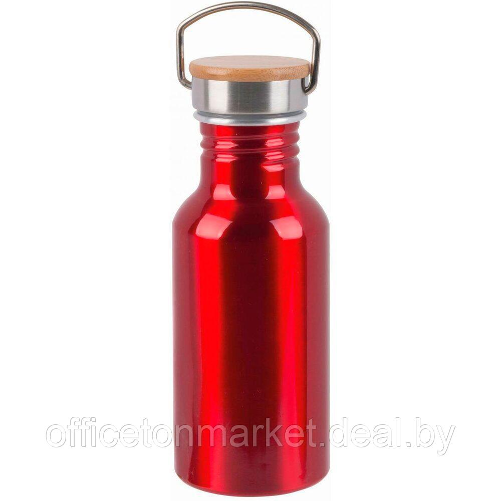 Бутылка для воды "Eco Transit", металл, бамбук, 550 мл, красный - фото 1 - id-p171907361