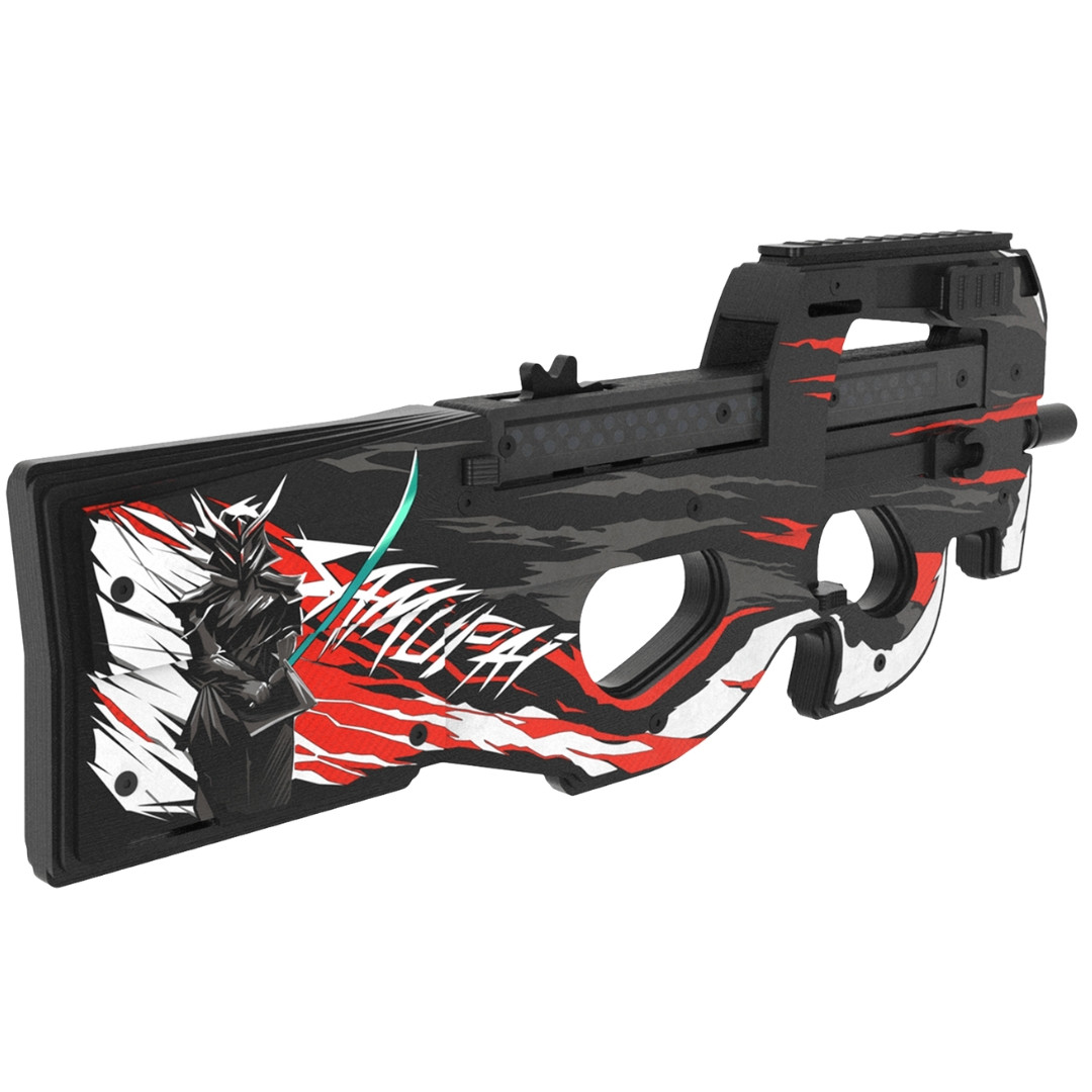Деревянный пистолет-пулемет VozWooden Active P90 Самурай (Стандофф 2 резинкострел) - фото 8 - id-p203795969