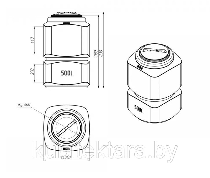 Емкость L 500 литров - фото 2 - id-p203796057