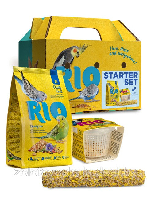 Стартовый набор Rio для волнистого попугая (переноска, корм, набор для проращивания, палочка) - фото 1 - id-p203796951
