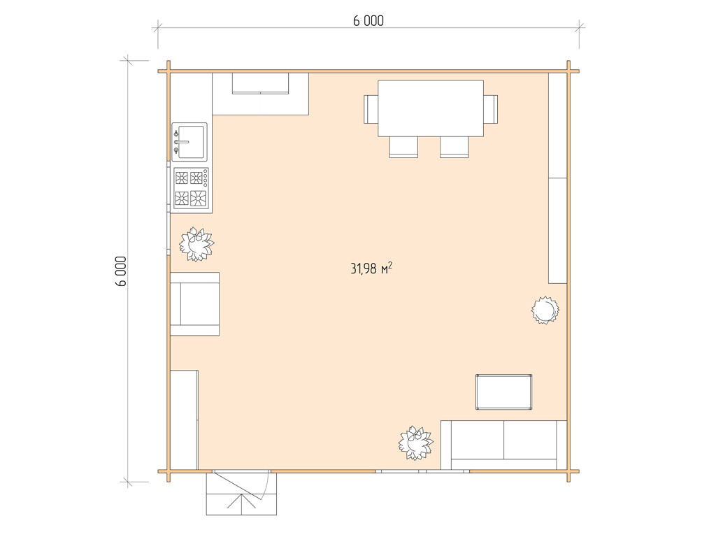 Дом дачный из бруса 6,0х7,5м (ДСН 6х6 тп), с навесом 1,5м. - фото 2 - id-p108280803