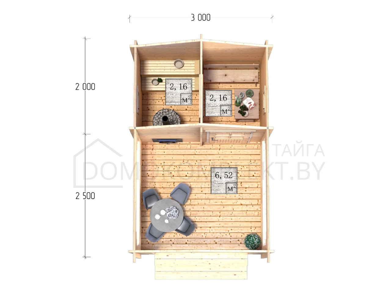 Баня Тайга 3х4,5м (БВ 3х2) - фото 3 - id-p108280741