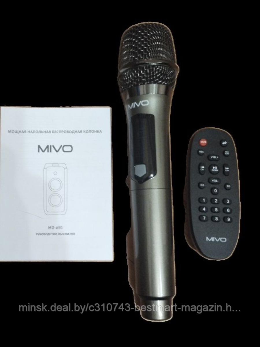 Колонка MIVO MD-650 60W +Микрофон беспроводной +Пульт | КАРАОКЕ | Портативная | BT SPEAKER - фото 6 - id-p203814072