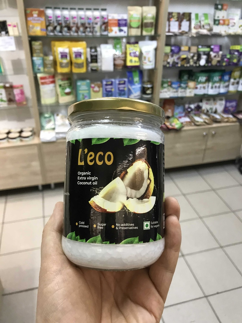 Кокосовое масло пищевое нерафинированное органическое Extra Virgin L`eco, Шри-Ланка, 500 гр СТЕКЛО - фото 4 - id-p117386307