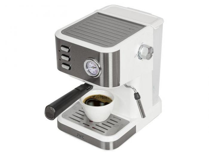 Кофемашина рожковая с капучинатором Кофеварка электрическая для кофе Электрокофеварка JVC белая