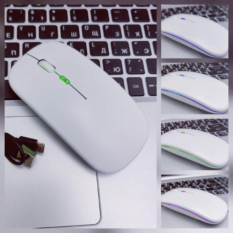 Беспроводная оптическая мышь Seven со световым эффектом (USB зарядка). Белая - фото 1 - id-p203823209