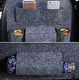 Органайзер на спинку сиденья автомобиля / Накидка на сидение для хранения вещей, Светло серый, фото 10