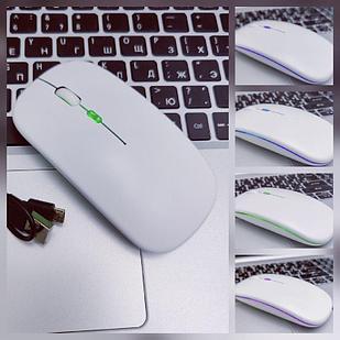 Беспроводная оптическая мышь Seven со световым эффектом (USB зарядка). Белая