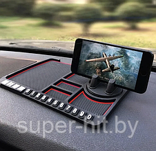 Противоскользящий коврик - держатель в автомобиль / подставка для телефона, черно-красный, фото 3