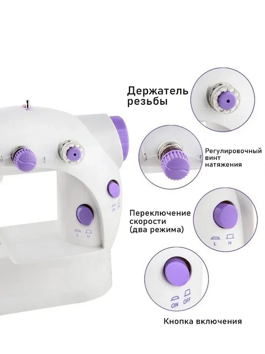 Швейная машинка компактная Mini Sewing Machine SM-202A (Портняжка) с подсветкой + подарок - фото 7 - id-p203836441
