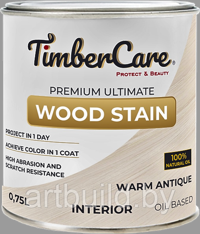 Тонирующее масло для дерева TimberCare Wood Stain Warm Antique (0.75 л.) белый, фото 2