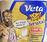 Бумага туалетная двухслойная "Veta POP ART", на втулке