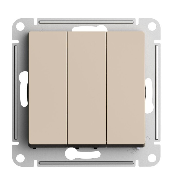 Выключатель трехклавишный, цвет Песочный (Schneider Electric ATLAS DESIGN)