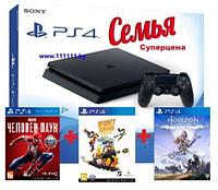 Sony СУПЕР СЕМЕЙНЫЙ комплект PlayStation 4 Slim + 3 игры