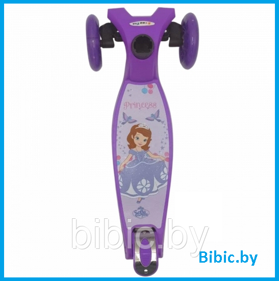 Детский самокат Принцесса фиолетовый 3-колесный Maxi макси Scooter Граффити, трехколесный для девочек - фото 1 - id-p203867315