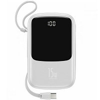 Внешний аккумулятор Baseus PPQD-A02 Q pow Digital Display 3A Power Bank 10000mAh 15W (с кабелем Type-C) белый