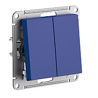 Выключатель проходной (переключатель) двухклавишный, цвет Аквамарин (Schneider Electric ATLAS DESIGN)
