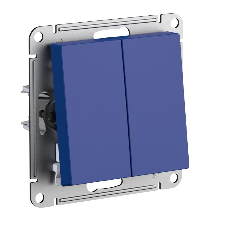 Выключатель проходной (переключатель) двухклавишный, цвет Аквамарин (Schneider Electric ATLAS DESIGN) - фото 1 - id-p203869590