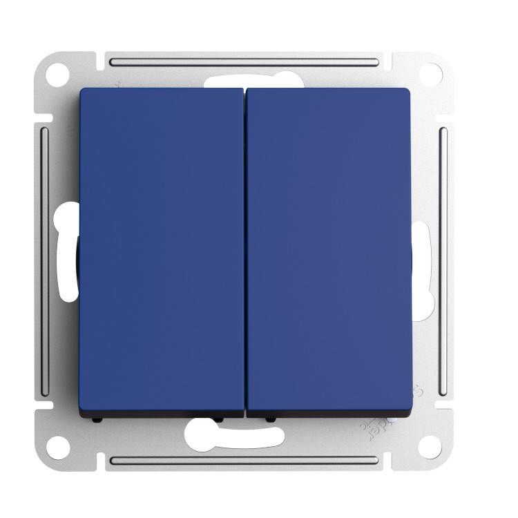 Выключатель проходной (переключатель) двухклавишный, цвет Аквамарин (Schneider Electric ATLAS DESIGN) - фото 2 - id-p203869590