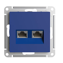 Розетка двойная RJ45+RJ45 кат.5E, цвет Аквамарин (Schneider Electric ATLAS DESIGN)
