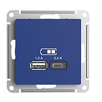 USB розетка A+С, 5В/2,4А, 2х5В/1,2А, цвет Аквамарин (Schneider Electric ATLAS DESIGN)