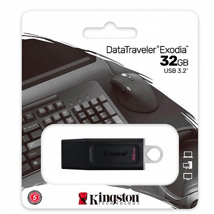 Usb Kingston DataTraveler Exodia 32GB USB 3.2 Gen 1 черная - фото 1 - id-p203870423