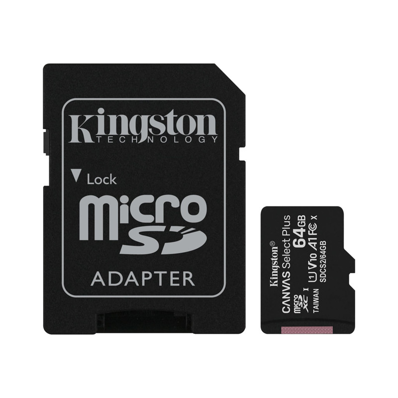 Карта памяти Kingston Canvas Select Plus MicroSDXC 64Gb UHS-I U1 V10 100 Мб/с с адаптером SD - фото 3 - id-p203870663