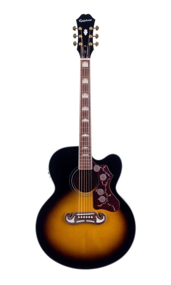 Акустическая гитара Epiphone J-200EC Studio Solid Top Fishman Sonitone VS Vintage Sunburst - фото 1 - id-p203870780