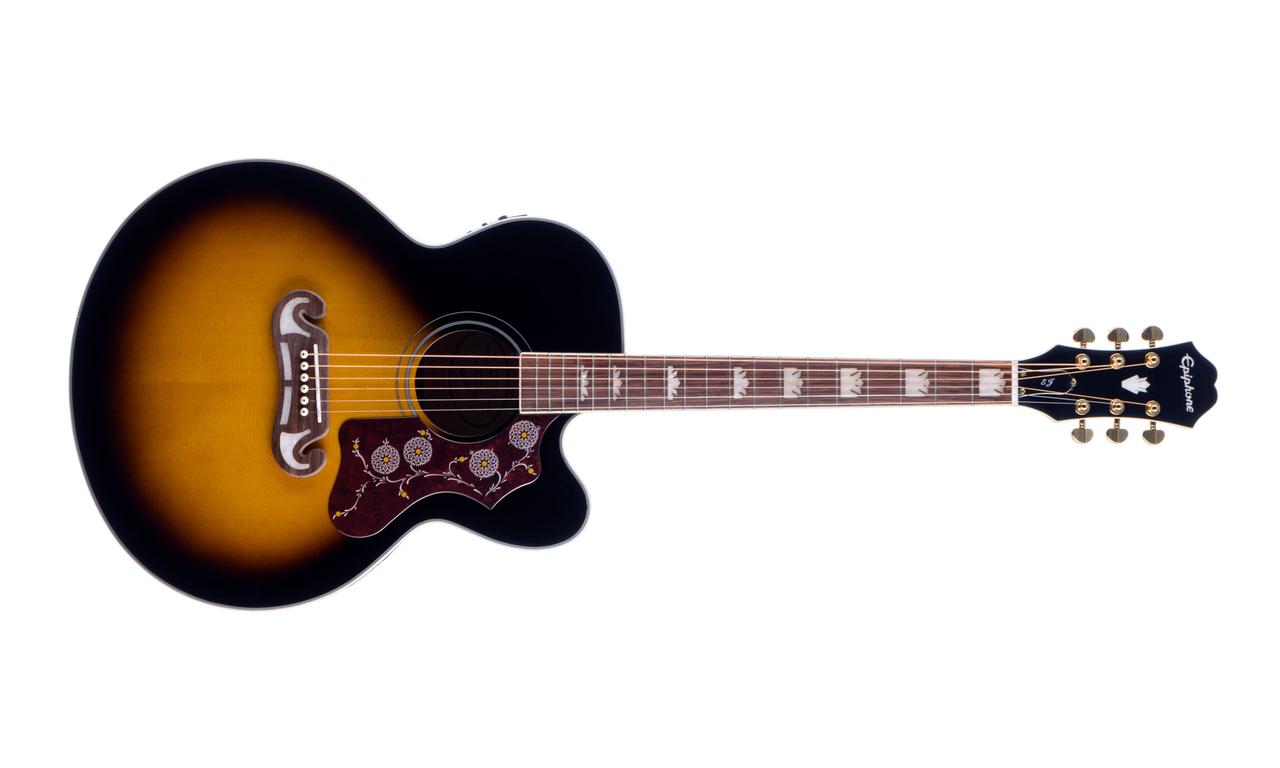 Акустическая гитара Epiphone J-200EC Studio Solid Top Fishman Sonitone VS Vintage Sunburst - фото 3 - id-p203870780