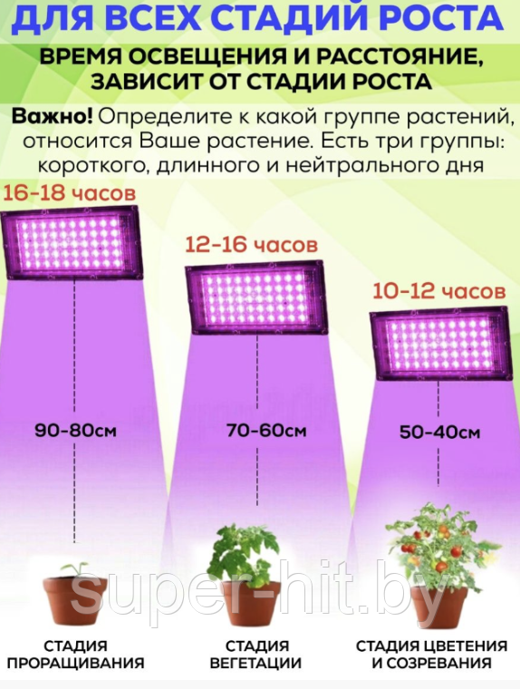 Фитолампа прожектор светодиодный для растений 100 Вт - фото 4 - id-p203882409