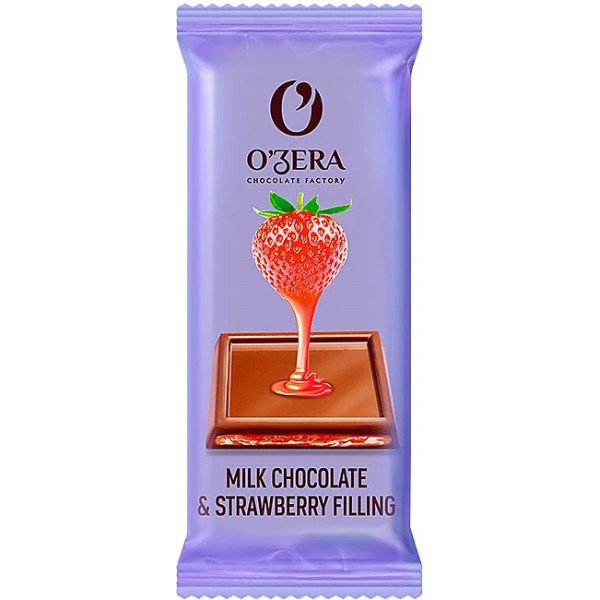 Шоколад молочный O`Zera Milk$Strawberry Filling с желейной клубничной начинкой 24г - фото 1 - id-p203882631