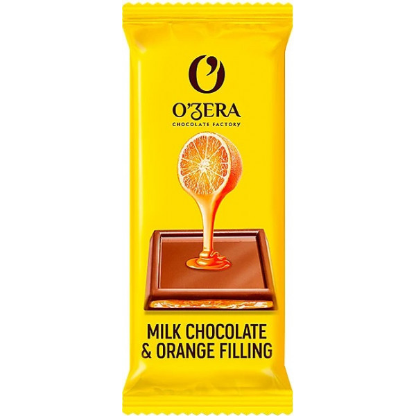 Шоколад молочный O`Zera Milk&Orange Filling с желейной апельсиновой начинкой 24г - фото 1 - id-p203882632