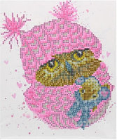 Алмазная мозаика "Розовая сова" на жесткой основе
