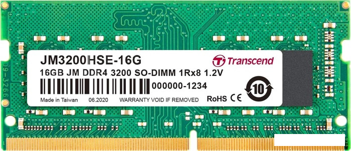 Оперативная память Transcend JetRam 16GB DDR4 SODIMM PC4-25600 JM3200HSE-16G