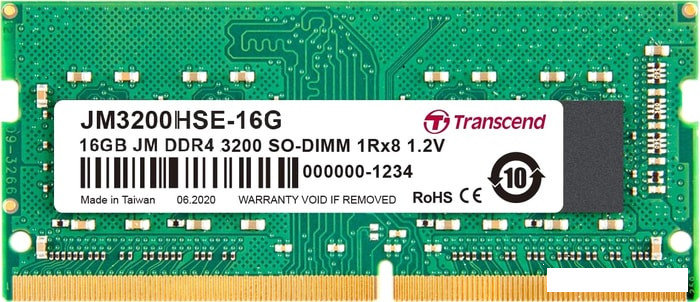 Оперативная память Transcend JetRam 16GB DDR4 SODIMM PC4-25600 JM3200HSE-16G, фото 2
