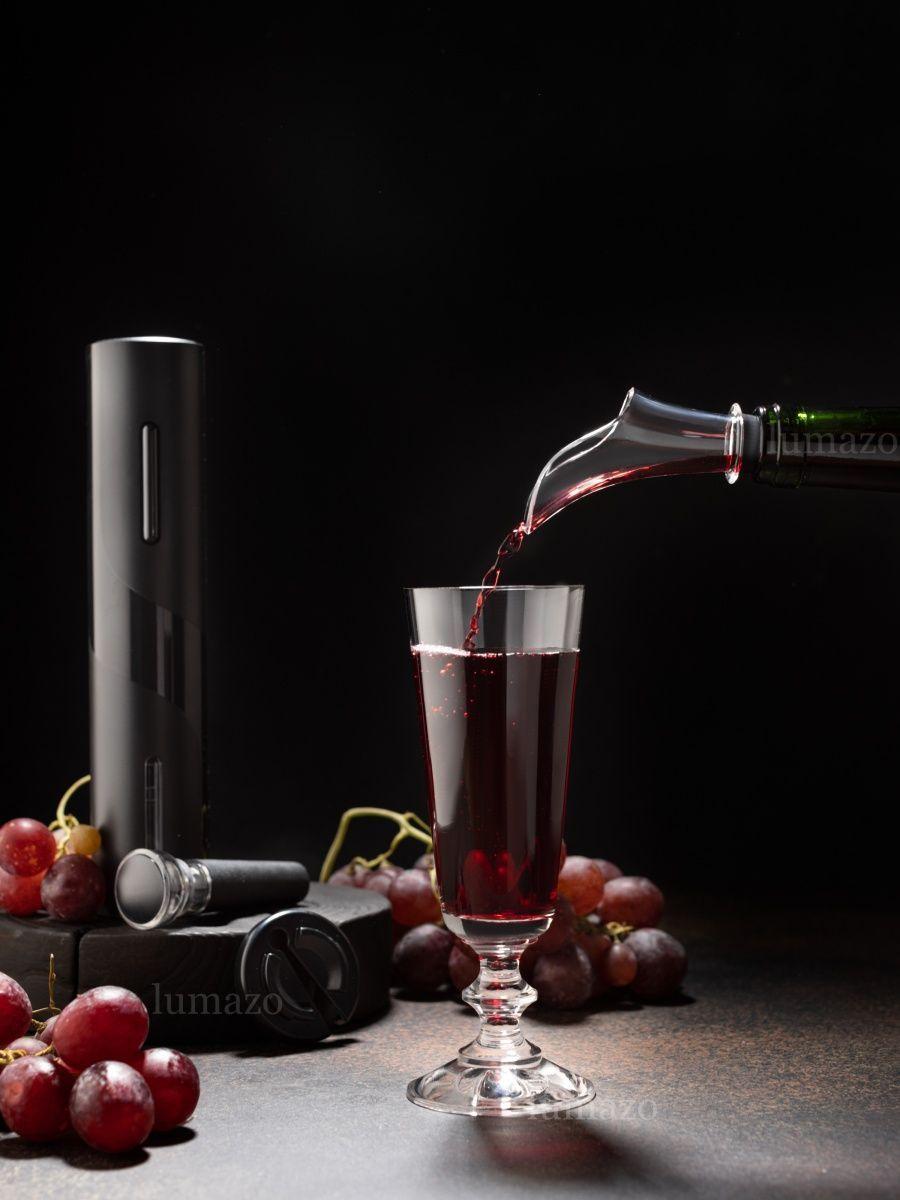 Электрический штопор + нож для фольги, аэратор, вакуумная пробка (винный набор 4 в 1) Electric Wine Set - фото 6 - id-p203898886