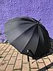 Зонт-трость черный, 16 спиц, полуавтомат +подарок, фото 3