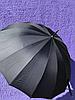 Зонт-трость черный, 16 спиц, полуавтомат +подарок, фото 4