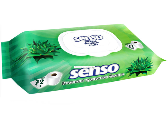 Влажная туалетная бумага Senso с экстрактом алоэ, 72 шт. - фото 1 - id-p203903060