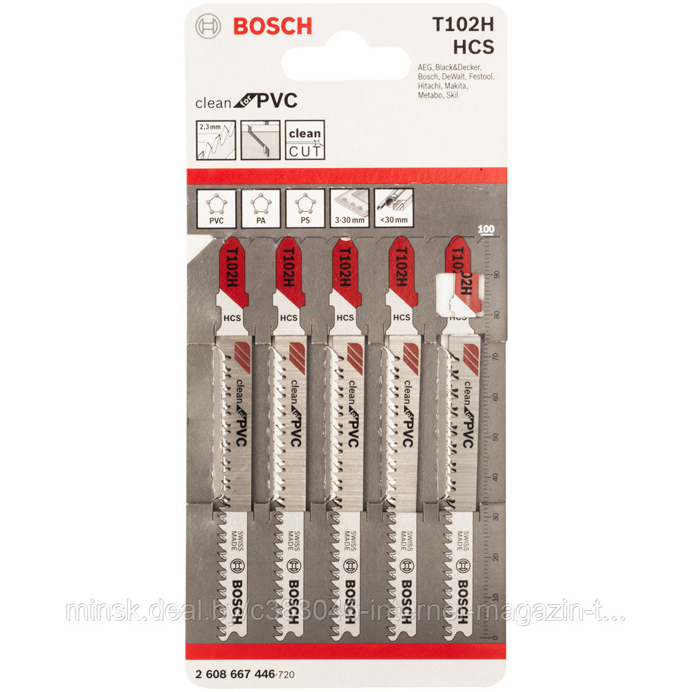 Пилка для лобзика T 102 H Clean for PVC (5 шт) BOSCH (2608667446) - фото 1 - id-p114591528