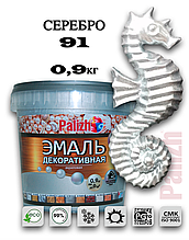 Эмаль акриловая декоративная Palizh  СЕРЕБРО №91 (900 гр)